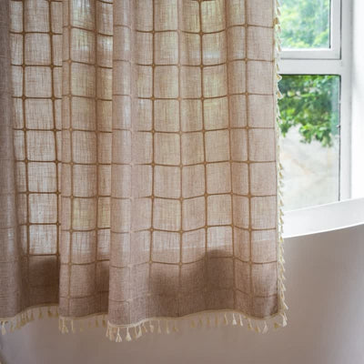 Cottonhaven duschvorhang | weicher baumwollstoff mit fransen & wasserfester funktion