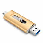 3-in-1 USB-Stick | USB 3.0 & Type-C-Anschlüsse mit OTG-Adapter | Faltbares Metallgehäuse zur Dateispeicherung & Übertragung | Schmid