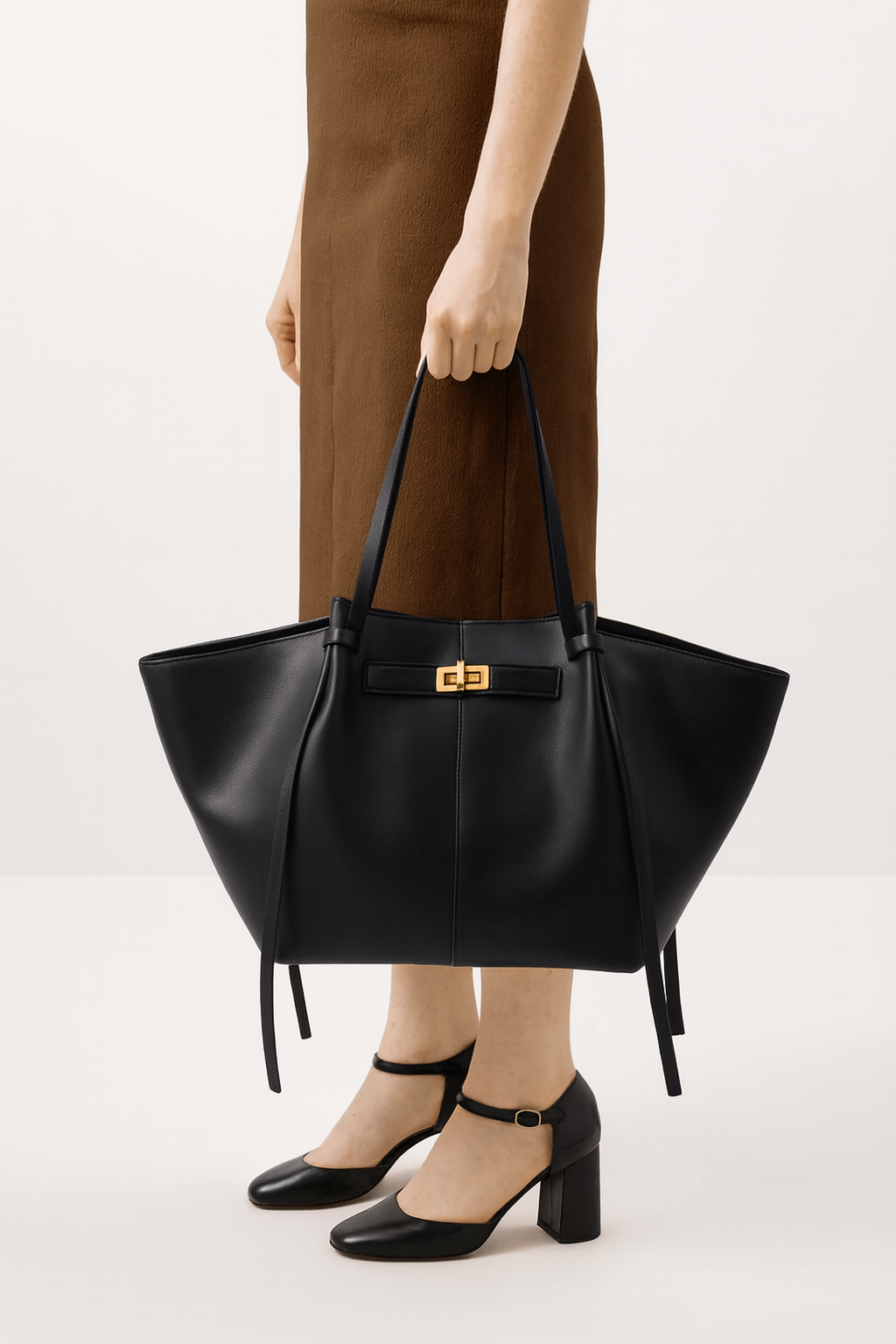 Lyra – Großer Schwarzer Handtasche aus PU-Leder