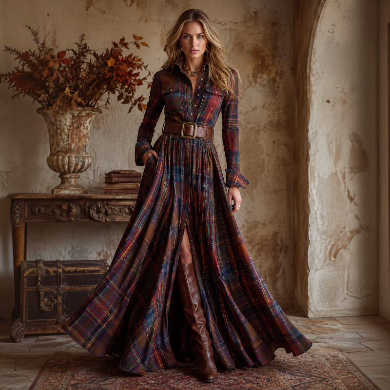Damen Hemdblusenkleid aus Polyester | Langarm Kleid mit Umgeschlagenem Kragen und Knopfleiste | Alltag und Freizeit | Schmid