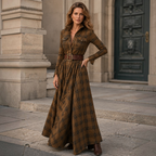 Damen Hemdblusenkleid aus Polyester | Langarm Kleid mit Umgeschlagenem Kragen und Knopfleiste | Alltag und Freizeit | Schmid