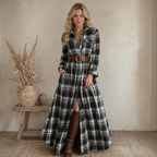 Damen Hemdblusenkleid aus Polyester | Langarm Kleid mit Umgeschlagenem Kragen und Knopfleiste | Alltag und Freizeit | Schmid