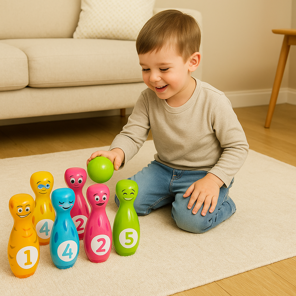 Cartoon Bowling-Spielzeugset für Kinder – 10 Kegel und 2 Bälle