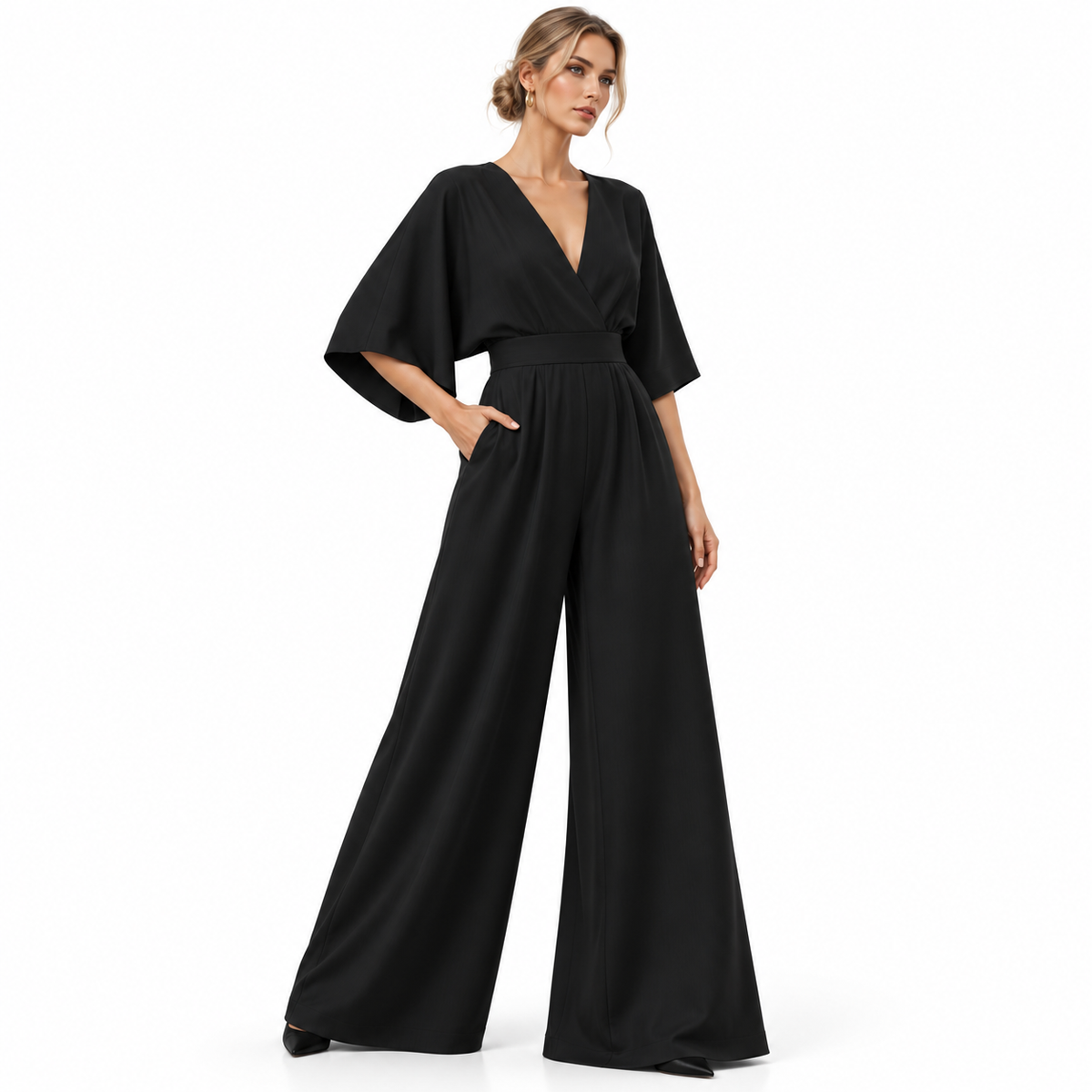 Damen Overall aus Musselin | Hohe Taille & Weites Bein | Langer Einfarbiger Overall für Alltag im Frühling & Sommer | Schmid