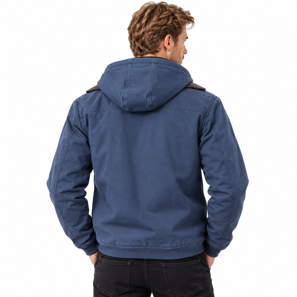 Herren Lange PU-Hoodiejacke | Baumwollfutter & Reißverschluss Vorne | Einfarbige Longline-Jacke für Alltag & Kühles Wetter | Schmid