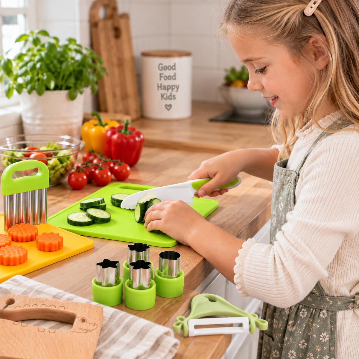 Kinderküchen-Set | BPA-freier Kunststoff, Holz & Metall | Koch- & Rollenspiel-Set für Beaufsichtigte Aktivitäten ab 5 Jahren | Schmid