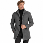 Herren Parkajacke aus Wolle | Einfarbig Gewebt & Langärmlig | Jacke in Normaler Länge für Alltag & Herbst | Schmid