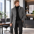 Herren Parkajacke aus Wolle | Einfarbig Gewebt & Langärmlig | Jacke in Normaler Länge für Alltag & Herbst | Schmid