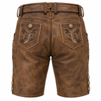 Herren Lederhose aus Echtleder | Regular Fit & Dekorative Stickerei | Bayerisch Inspiriert für Oktoberfest & Volksfeste | Schmid