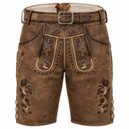 Herren Lederhose aus Echtleder | Regular Fit & Dekorative Stickerei | Bayerisch Inspiriert für Oktoberfest & Volksfeste | Schmid