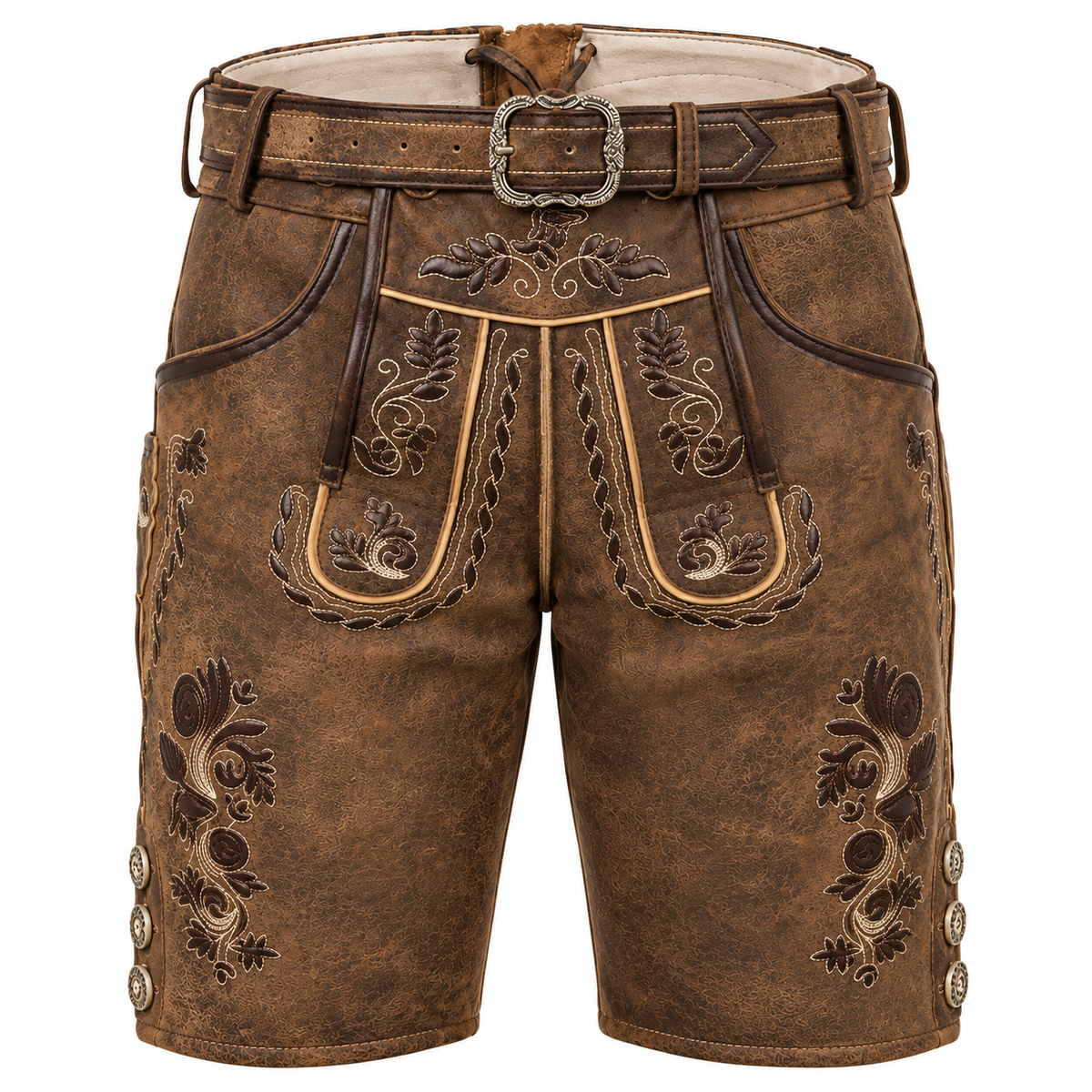Herren Lederhose aus Echtleder | Regular Fit & Dekorative Stickerei | Bayerisch Inspiriert für Oktoberfest & Volksfeste | Schmid