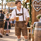 Herren Lederhose aus Echtleder | Regular Fit & Dekorative Stickerei | Bayerisch Inspiriert für Oktoberfest & Volksfeste | Schmid