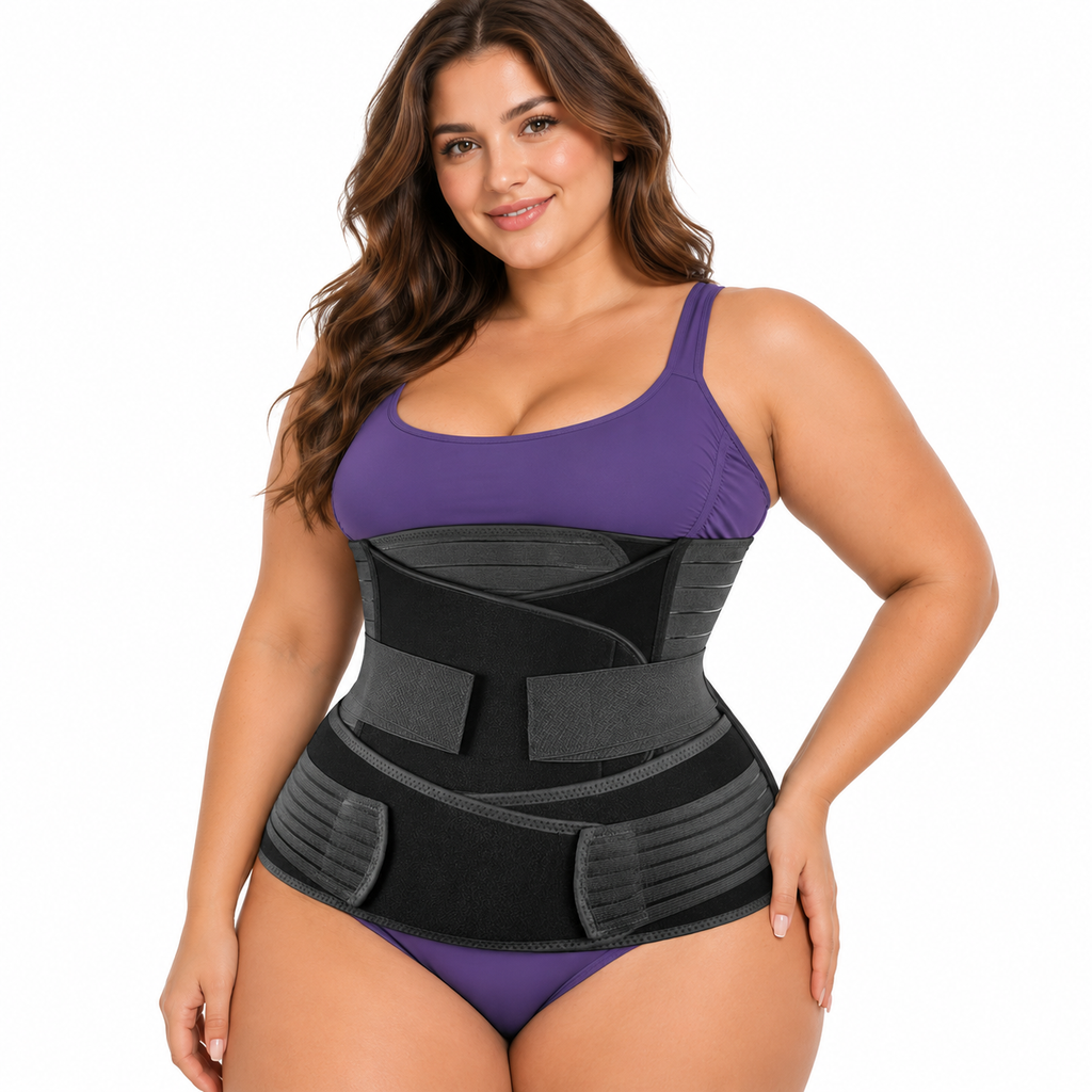3-in-1 Postpartum-Stützgürtel | Verstellbares Wickeldesign & Elastisches Material | Bauch-, Taillen- & Lendenstützgürtel | Schmid