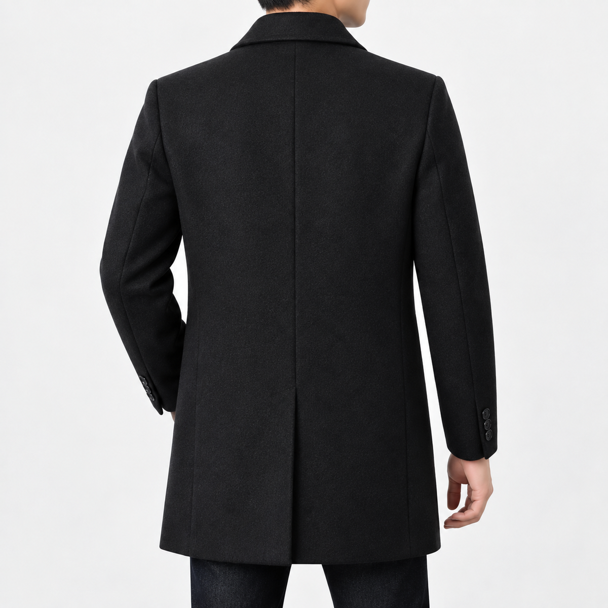 Herrenmantel aus Wolle | Strukturstoff & Klassischer Schnitt | Langarmmantel mit Knopfleiste und Funktionalen Taschen | Schmid