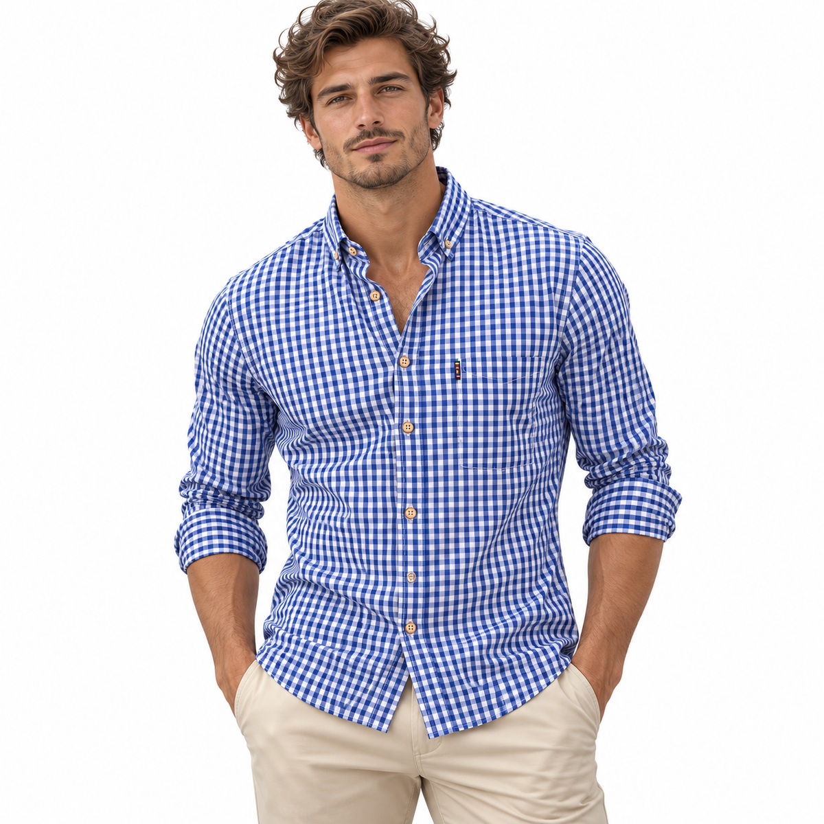 Herrenhemd aus Baumwollmischung | Karomuster & Regular Fit | Langarmhemd mit Knopfleiste für Alltag, Arbeit & Freizeit | Schmid