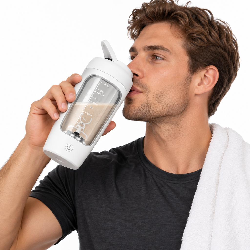 Elektrischer Protein-Shaker | 500 ml & USB-Wiederaufladbares Mischsystem | Ein-Knopf-Mixer für Shakes & Reisen | Schmid