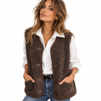 Damen Weste aus Wolle & Baumwolle | Regular Fit & Knopfleiste | Ärmellose Weste mit Vordertaschen für Lagenlooks | Schmid
