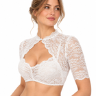 Damen Dirndlbluse aus Polyester | Spitzenmuster & Geformtes Dekolleté | Kurze Bluse für Oktoberfest & Volksfeste | Schmid