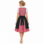 Damen Dirndl-Set aus Mischgewebe | Reguläre Passform & Karierte Träger | Schürzen-Outfit mit Schnüroberteil für Oktoberfest & Partys | Schmid