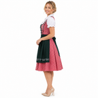 Damen Dirndl-Set aus Mischgewebe | Reguläre Passform & Karierte Träger | Schürzen-Outfit mit Schnüroberteil für Oktoberfest & Partys | Schmid