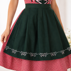 Damen Dirndl-Set aus Mischgewebe | Reguläre Passform & Karierte Träger | Schürzen-Outfit mit Schnüroberteil für Oktoberfest & Partys | Schmid