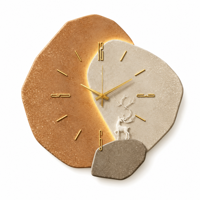 Holz-Wanduhr mit LED-Beleuchtung | Geräuschloses Quarz-Uhrwerk | Dekorative Ambientebeleuchtung für Wohnzimmer, Schlafzimmer & Büro | Schmid