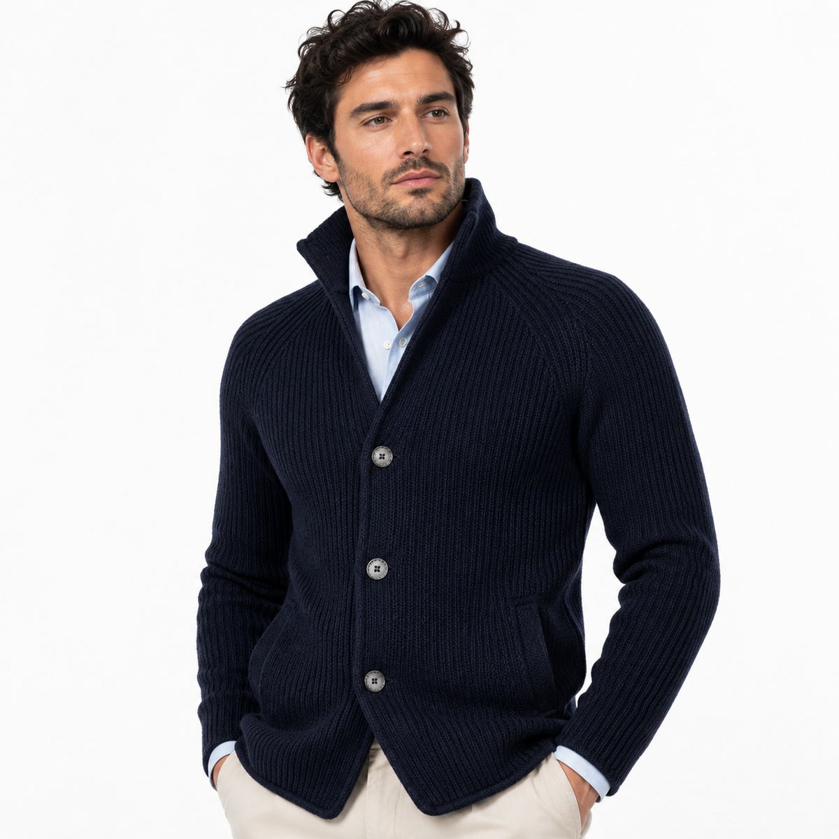 Herrenjacke mit Knopfleiste | Lange Ärmel & Seitentaschen | Regular-Fit Freizeitjacke für Alltag, Reisen & Layering | Schmid