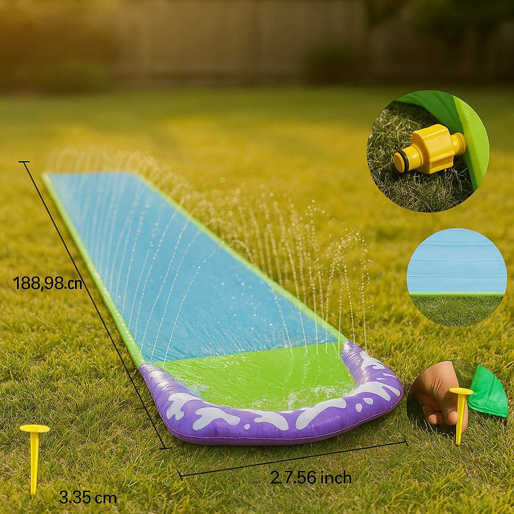 Aufblasbare Wasserrutsche – 5 m Länge, 73,66 cm Breite
