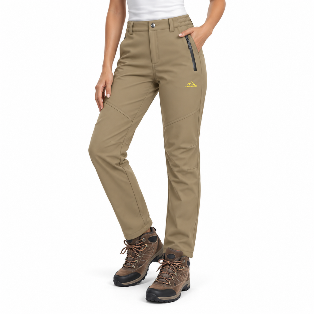 Damen Outdoor-Hose mit Fleecefutter | Wasserabweisendes Polyester & Standardpassform | Winterhose zum Wandern, Gehen & Radfahren | Schmid