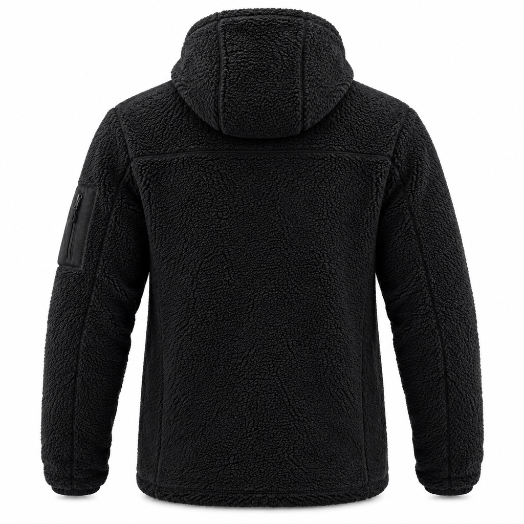 Herren Fleecejacke mit Kapuze | Reißverschluss & Seitentaschen | Langärmlige Jacke für Alltag, Herbst & Winter | Schmid