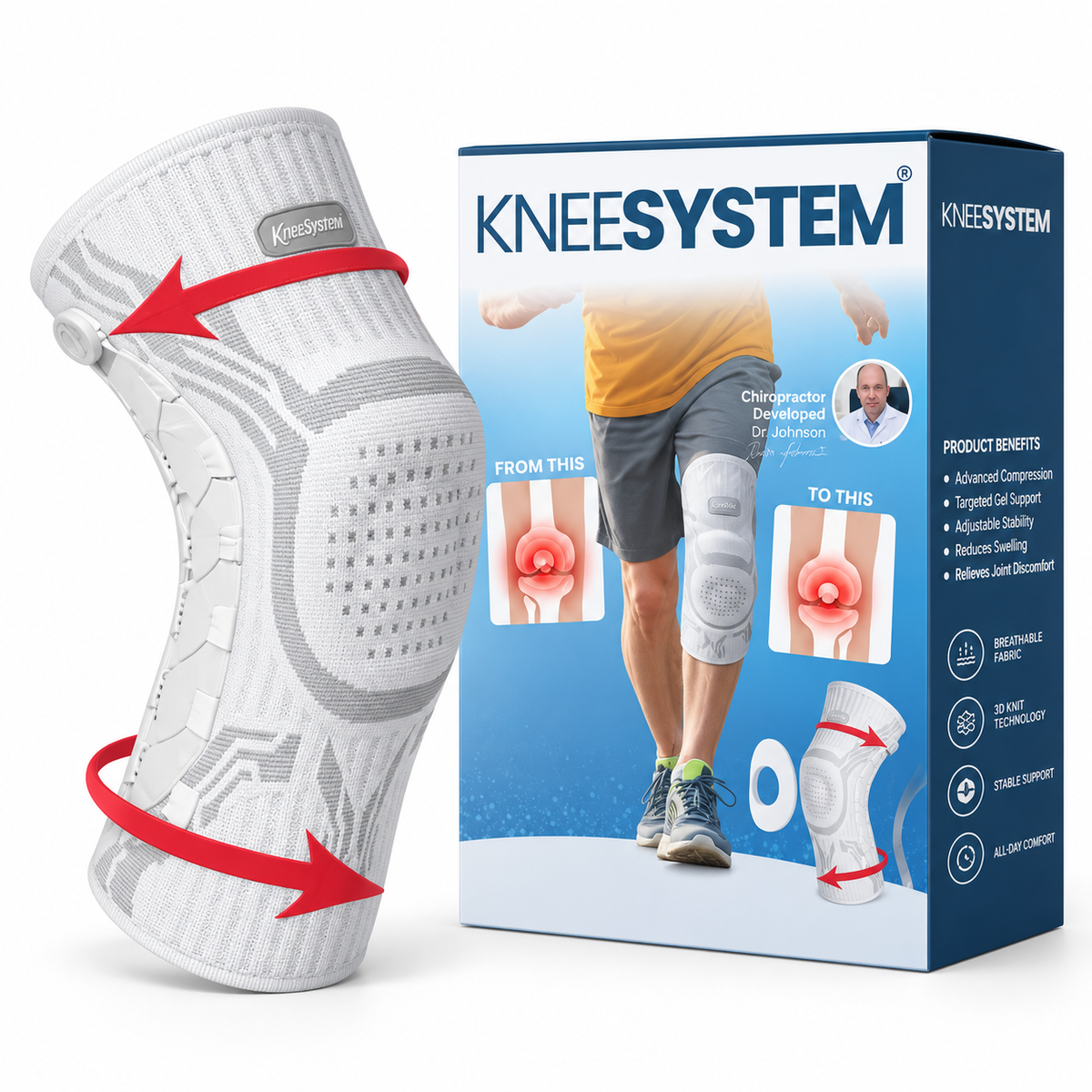 Verstellbare Knieunterstützung | Neopren, Nylon & Spandex | Flexible Kompression mit Verstellbaren Riemen für Links & Rechts | Schmid