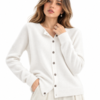 Damen Cardigan aus Kaschmir | V-Ausschnitt & Knopfleiste | Regular-Fit Strickjacke mit Langen Ärmeln für Alltag & Arbeit | Schmid