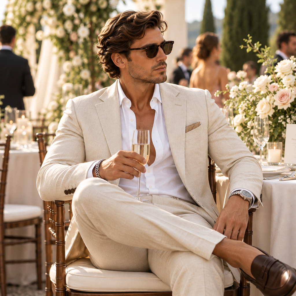 Herrenanzug aus Leinen | Slim Fit & Leichte Konstruktion | Koordiniertes Anzugset für Veranstaltungen, Freizeit & Sommer | Schmid