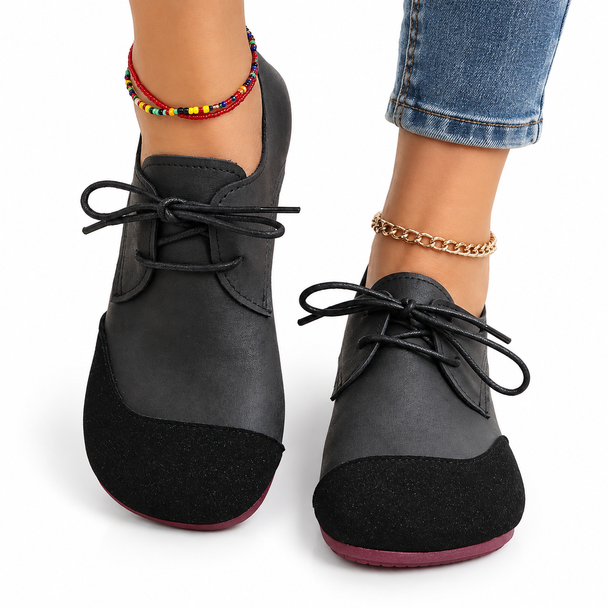 Damen Flache Riemenschuhe | Textil-Synthetik-Obermaterial & Geschlossene Zehen | Flexible Schuhe mit Mehreren Riemen | Schmid