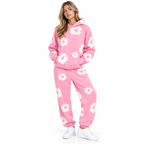 Unisex Trainingsanzug mit Blumenmuster | Regular-Fit Hoodie & Passende Hose | Zweiteiliges Freizeitset für Alltag & Reisen | Schmid