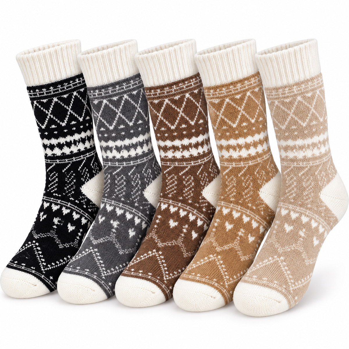 Fluffy Winterstrümpfe | Polyester & Spandex mit Stretch | 5-Paar Unisex-Strumpfset für Innenbereich & Alltag | Schmid