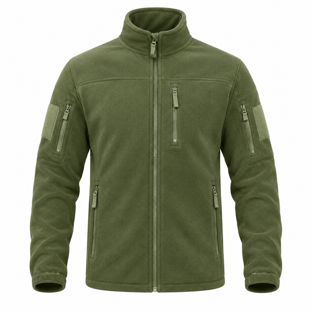 Herren Fleecejacke | Hoher Kragen & Durchgehender Reißverschluss | Klassische Jacke mit Reißverschlusstaschen für Outdoor | Schmid