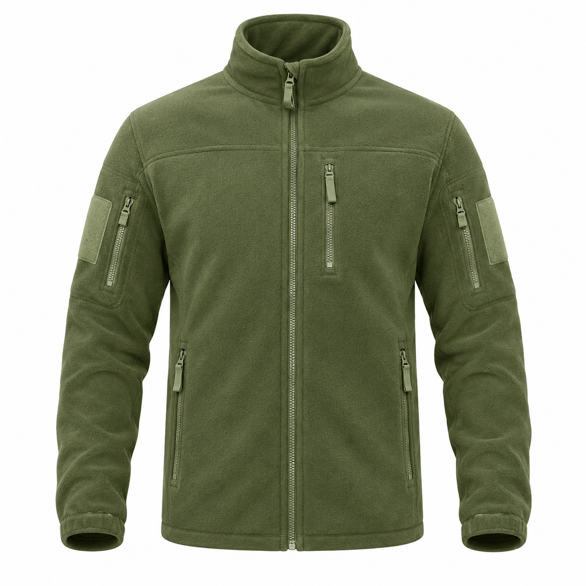 Herren Fleecejacke | Hoher Kragen & Durchgehender Reißverschluss | Klassische Jacke mit Reißverschlusstaschen für Outdoor | Schmid