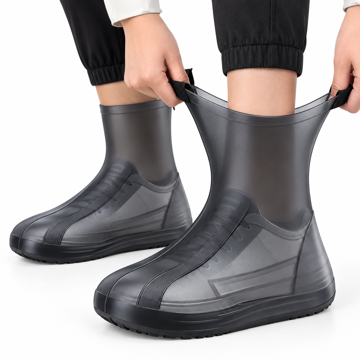 Schuhschützer aus Latex | Wasserdichte Elastische Konstruktion & Strukturierte Sohle | Wiederverwendbare Unisex-Überzieher für Regen | Schmid