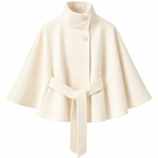 Damen Wollmischmantel im Cape-Stil | Hoher Kragen & Bindegürtel | Regular-Fit Mantel für Herbst & Winter | Schmid
