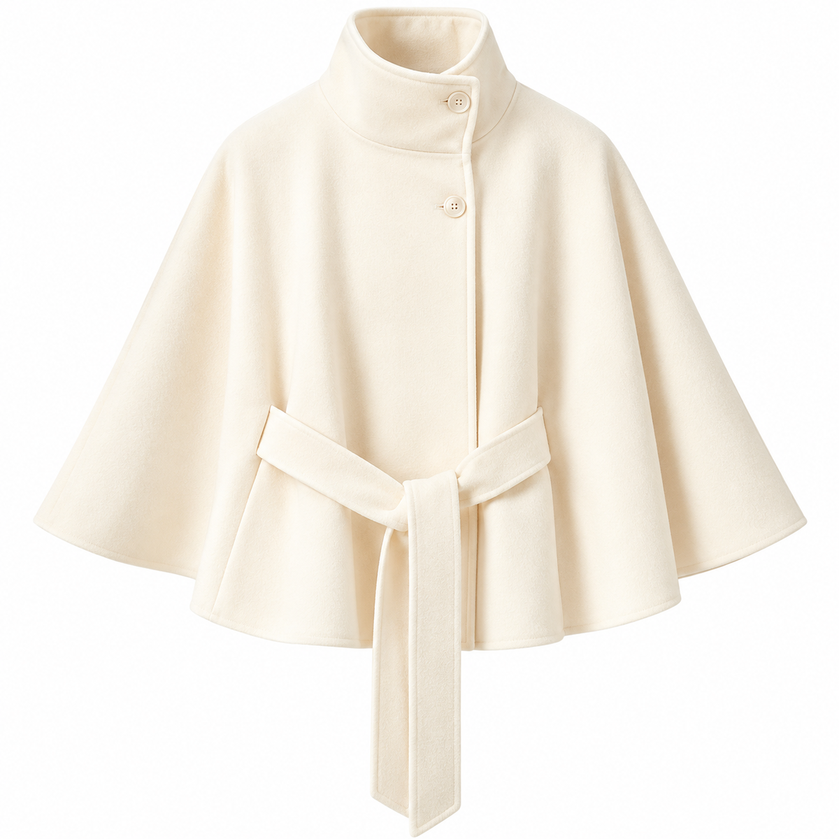 Damen Wollmischmantel im Cape-Stil | Hoher Kragen & Bindegürtel | Regular-Fit Mantel für Herbst & Winter | Schmid