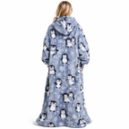Oversized Deckenpullover mit Kapuze | 100 % Polyester-Flanell-Fleece | Lange Tragbare Decke mit Großer Fronttasche | Schmid