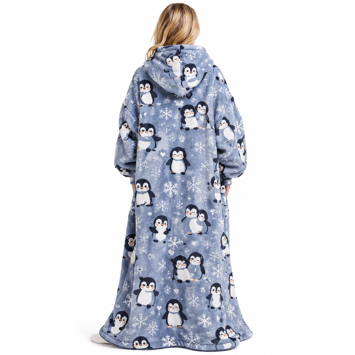 Oversized Deckenpullover mit Kapuze | 100 % Polyester-Flanell-Fleece | Lange Tragbare Decke mit Großer Fronttasche | Schmid
