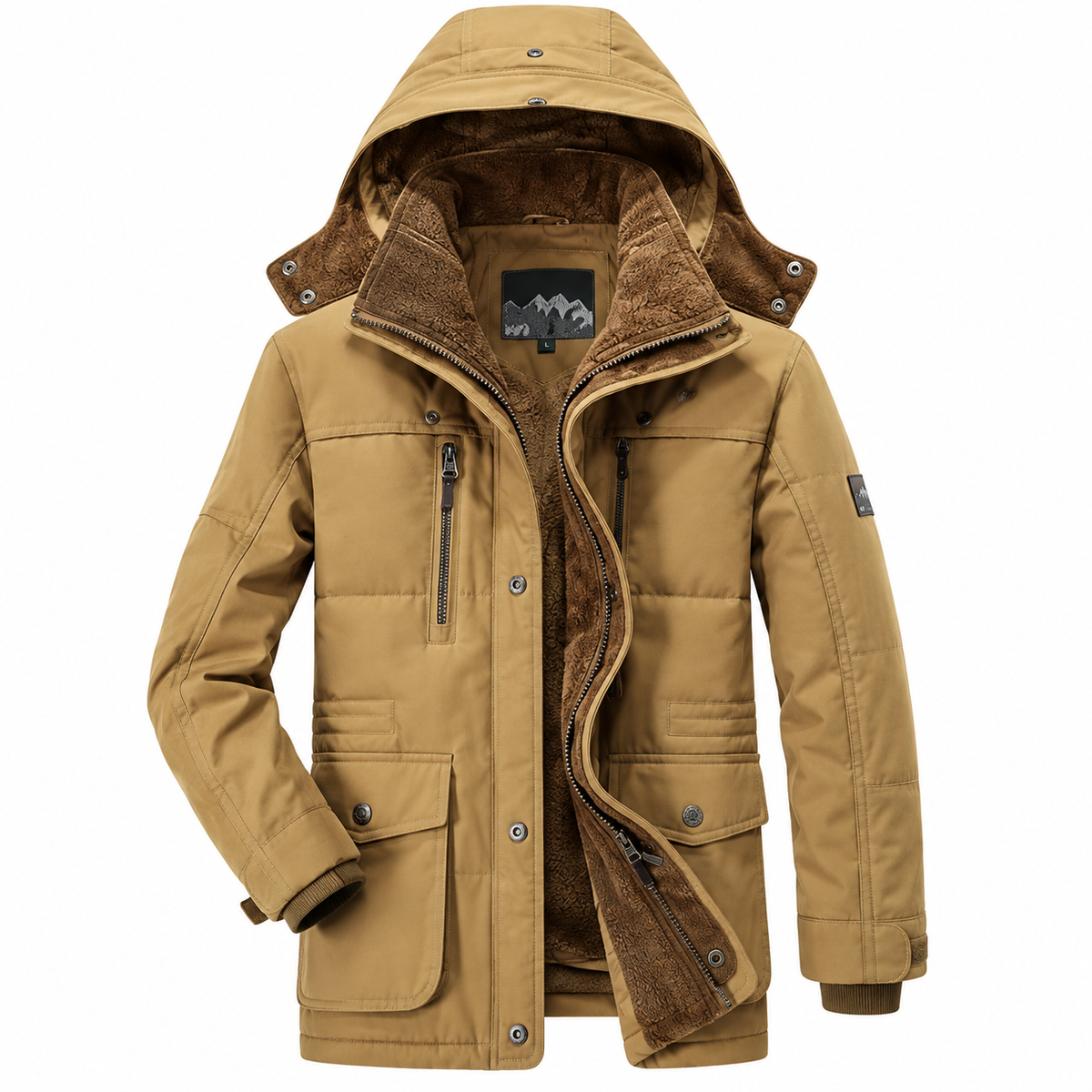 Winterparka aus Leder | Kapuze & Warmes Futter | Regular-Fit Jacke mit Frontreißverschluss für Kalte Tage | Schmid