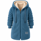 Damen Lange Fleecejacke | Gefütterte Kapuze mit Kordelzug & Frontreißverschluss | Strukturierte Freizeitjacke mit Taschen | Schmid