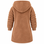 Damen Lange Fleecejacke | Gefütterte Kapuze mit Kordelzug & Frontreißverschluss | Strukturierte Freizeitjacke mit Taschen | Schmid