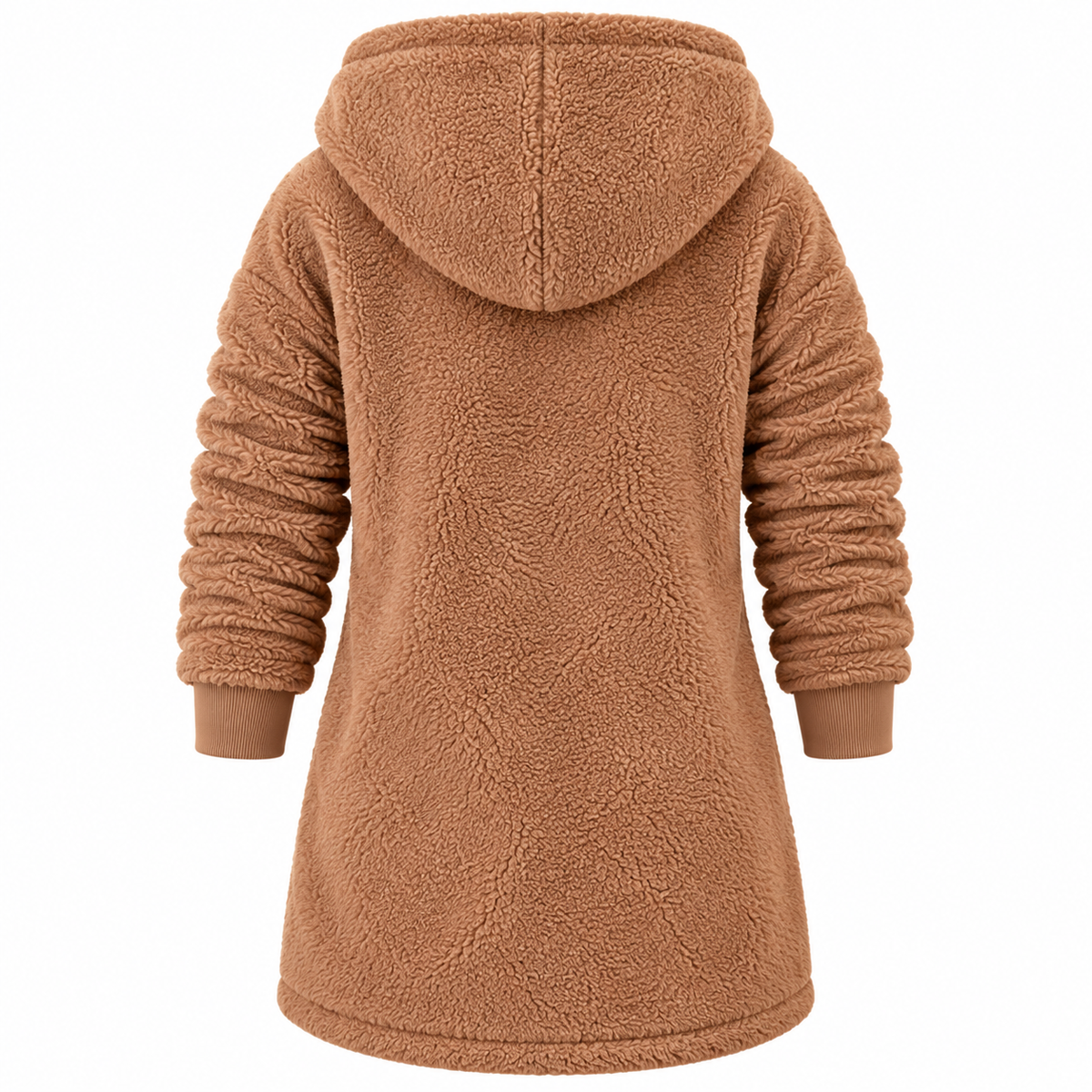 Damen Lange Fleecejacke | Gefütterte Kapuze mit Kordelzug & Frontreißverschluss | Strukturierte Freizeitjacke mit Taschen | Schmid