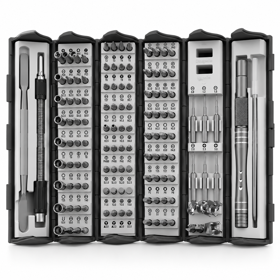 16-in-1 Präzisionsschraubendreher-Set | Magnetischer Bithalter & Wechselbits | Kompaktes Werkzeug für Elektronik & Möbelmontage | Schmid