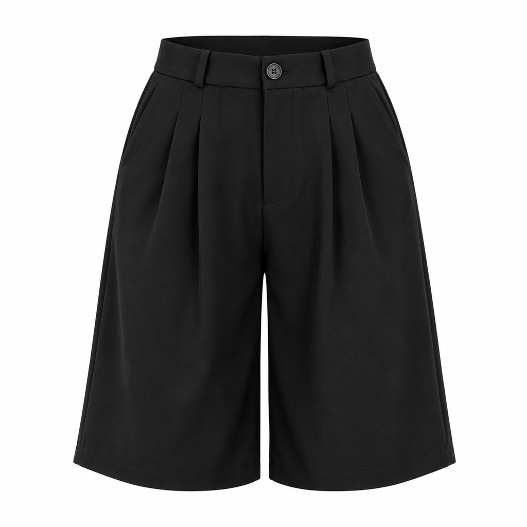 Damen Hose mit Hoher Taille | Lockere Passform, Weites Bein & Falten | Einfarbige Hose mit Taschen, Elastischem Rücken & Reißverschluss | Schmid