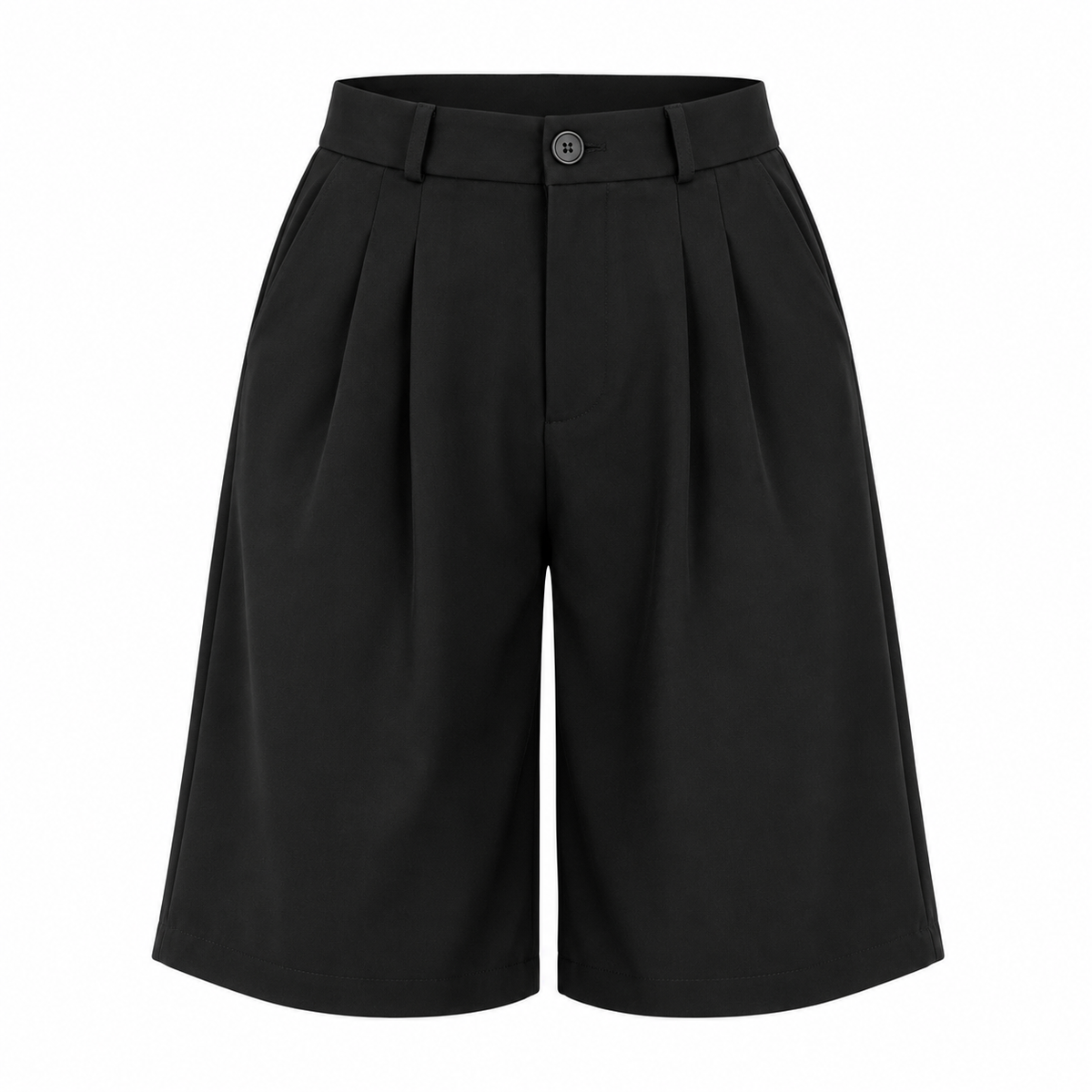Damen Hose mit Hoher Taille | Lockere Passform, Weites Bein & Falten | Einfarbige Hose mit Taschen, Elastischem Rücken & Reißverschluss | Schmid